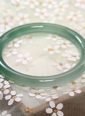 啵纯天然冰透啵气质青绿色多样性圆条发细黛美人镯青山青提气质