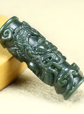 柱挂件护身天然玉坠吊盘龙男女夏天玉佩项链和田玉坠清凉吊坠男