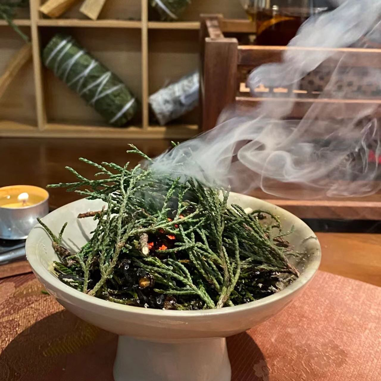 藏香侧柏叶天然香柏新鲜柏香枝香薰树枝净化火供浓香型藏香正品