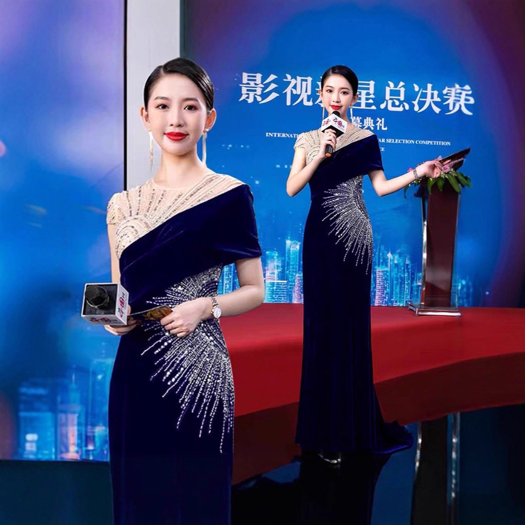 宴会晚礼服主持人年会高级感演出合唱声乐艺考美声独唱成人礼服女