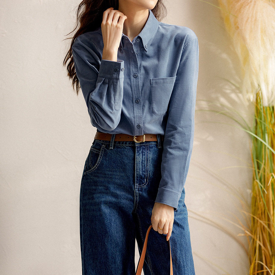 灯芯绒牛仔衬衫6色 女式衬衣外套2025秋季女装女款 上衣设计感