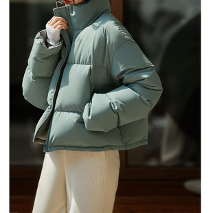 双面穿95白鹅绒面包服三防羽绒服女款高端女装宽松冬季鹅绒服短款