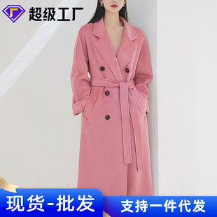 100纯山羊绒101801同款西装领中长款双面呢M家大衣女廓版毛呢