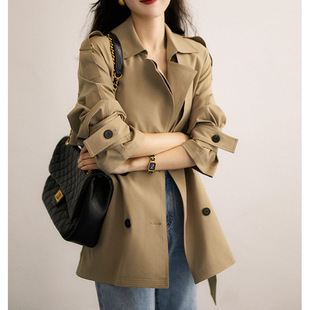 春秋肌理感不易皱！短款风衣2025秋装新款女装小个子薄款黑色外套