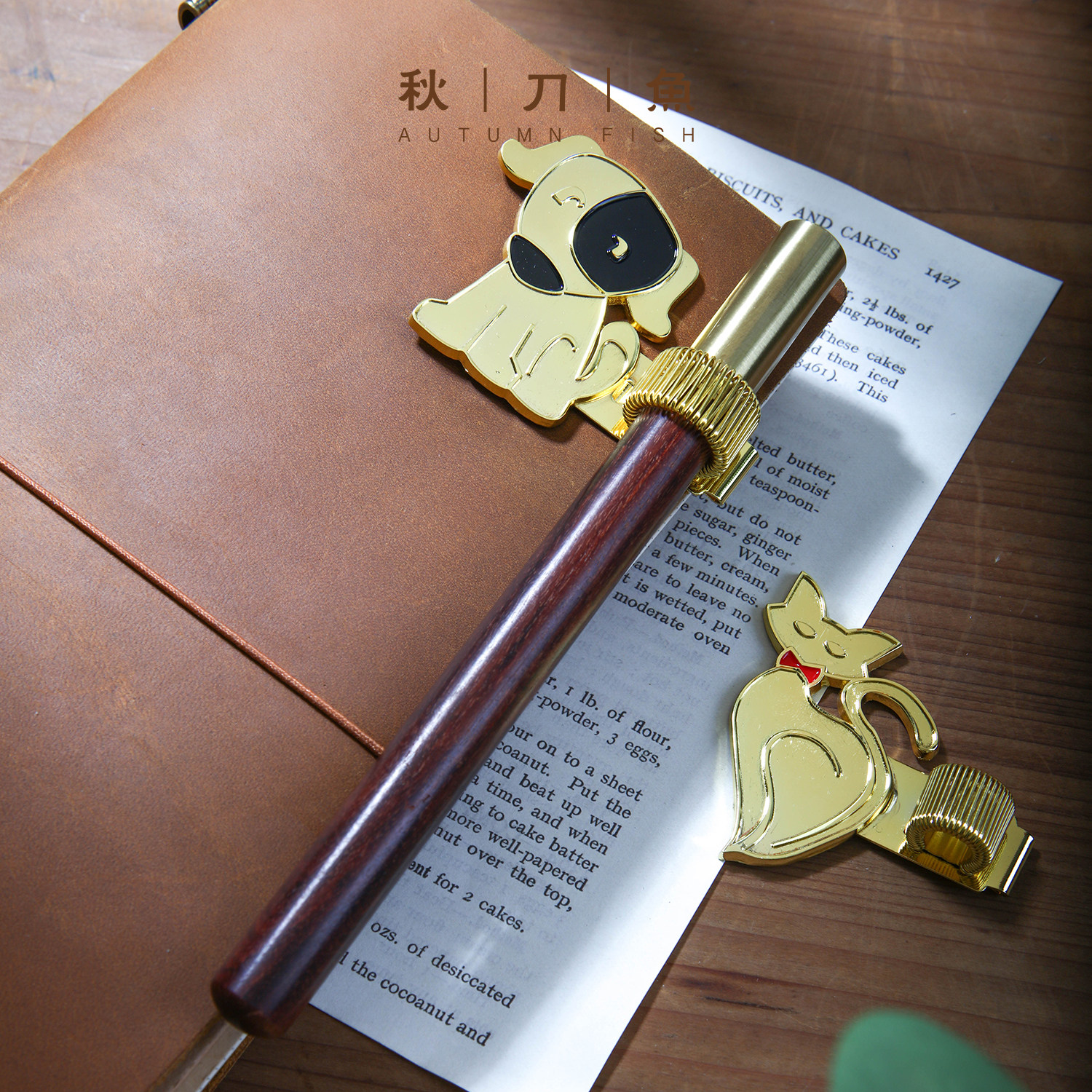秋刀鱼手帐本配件动物金属笔夹图片