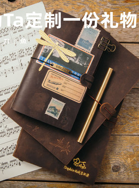 秋刀鱼活页手账本tn手帐记事牛皮本子复古日记本日式旅行本笔记本