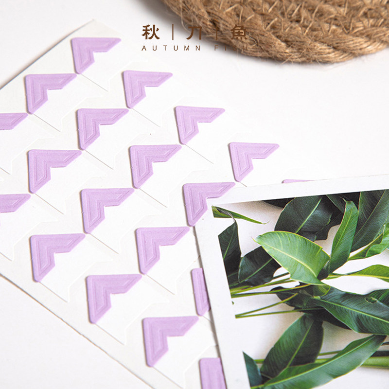 秋刀鱼复古装饰贴纸 牛皮纸照片角贴DIY 手帐配件相片固定角贴