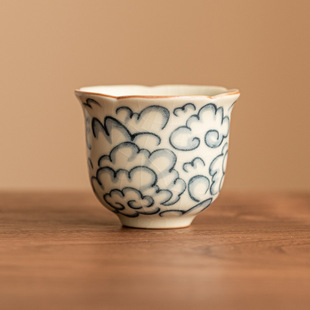 厂家中式云纹铃铛杯主人杯汝窑高档功夫茶杯单杯开片可养小品茗杯