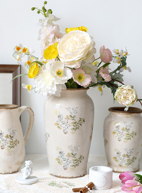 中古风复古陶瓷花瓶插花水培摆件