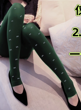 春秋连裤袜打底裤中厚彩色连裤袜蝴蝶结提花丝袜深灰色踩脚裤弹力