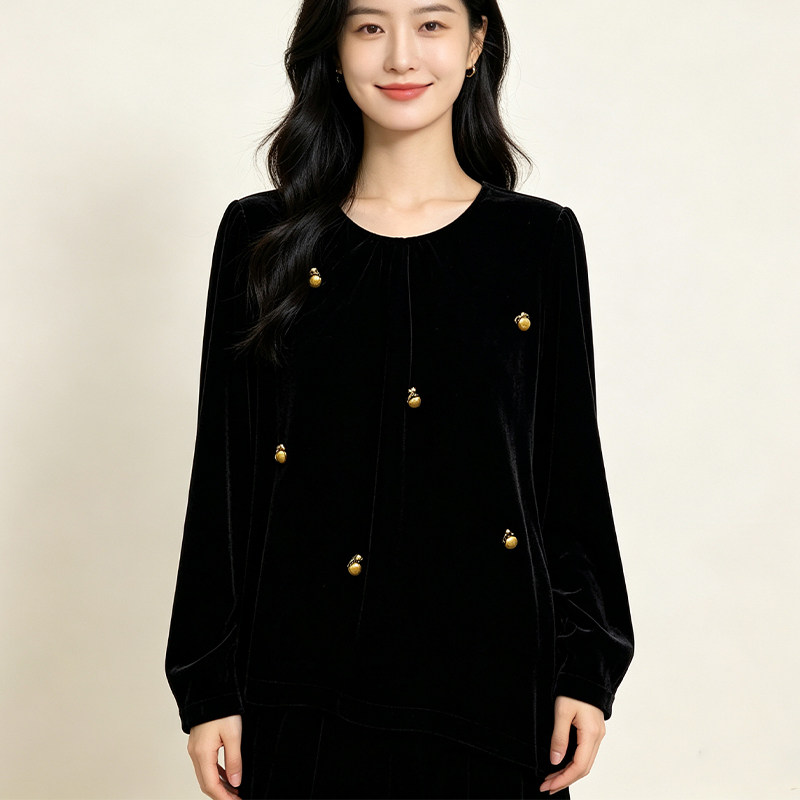 法式丝绒长袖衬衫女显瘦高级感图片