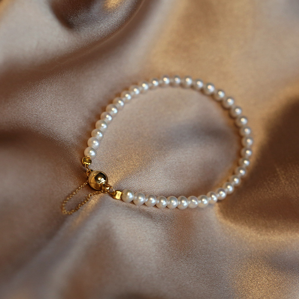 va新款独家原创天然极光珍珠14k金手链 磁力款 超便捷佩戴