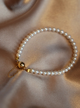 VA新款原创天然极光珍珠14K金手链 磁力款 超便捷佩戴