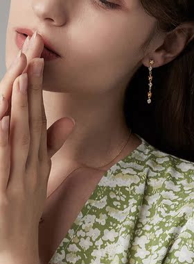 VA珠宝丨摘星 全手工肌理长款星星耳环丨925银镀18K黄金