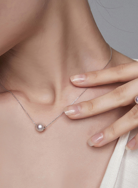 VA珠宝｜天然AKOYA海水珍珠18K金项链  单颗路路通玫瑰金白金黄金