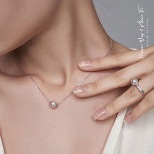 VA珠宝｜天然AKOYA海水珍珠18K金项链  单颗路路通玫瑰金白金黄金