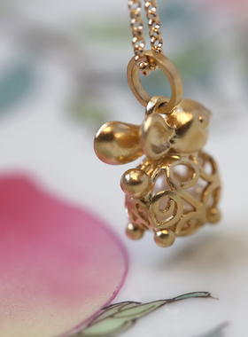 唐草纹福宝小灵兔丨两款可选18K黄金 珍珠项链吊坠可搭配手绳 