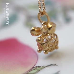 唐草纹福宝小灵兔丨两款可选18K黄金 珍珠项链吊坠可搭配手绳 
