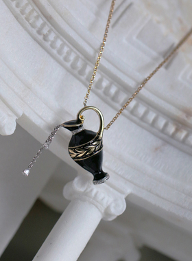 VA珠宝银镀金珐琅珍珠链中性希腊