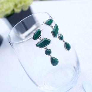VA珠宝丨宝石系列丨巴洛克切割孔雀石晚宴款耳环丨耳夹两款选