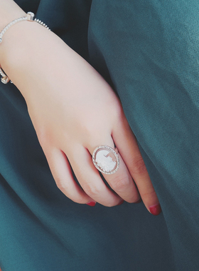 头像戒指贝雕纯银意大利