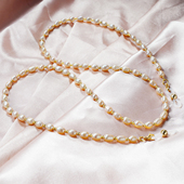 天然淡水珍珠眼镜框链老花镜文艺复古眼镜口罩挂链真金电镀不褪色