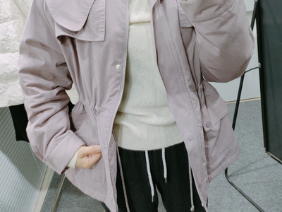 欧洲站2024秋新款收腰显瘦中长款小个子娃娃领菱格轻羽绒服外套女