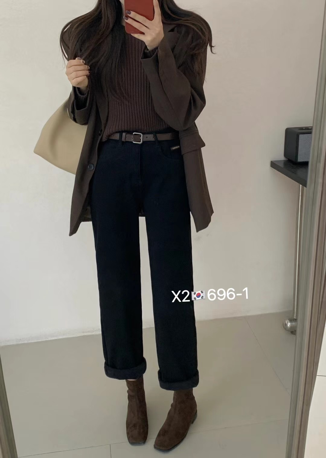 X2冬季新品遮胯复合厚绒保暖高腰显瘦弹力卷边哈伦直筒牛仔裤女潮