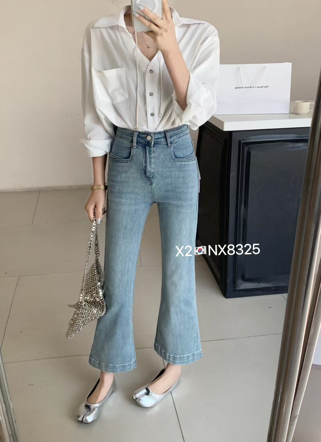 春季2025新款四面弹高腰高品质九分显瘦直筒小个子微喇牛仔裤女