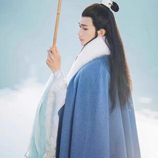 汉服斗篷男女加厚加绒毛呢披风冬百搭中国风保暖防寒纯色青年外套