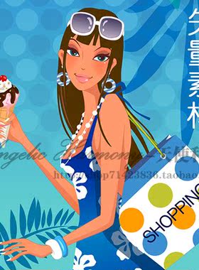 时尚女性人物插画卡通精选AI矢量 商场平面设计素材48张051