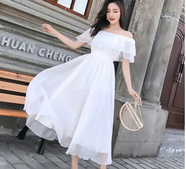 4种穿2层法夏季度假拍照雪纺连衣裙女一字肩收腰显瘦长款多穿裙子,女装/女士精品,连衣裙,淘宝优惠券,粉丝福利购,淘宝优惠卷