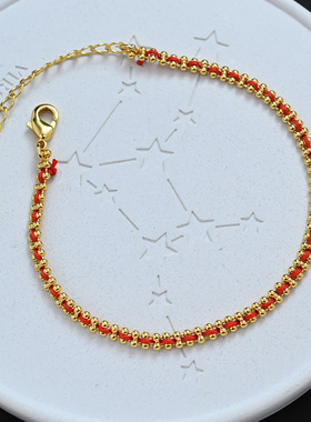 本命年马年红绳编织细手绳女轻奢百搭感2026新款红色精致手饰