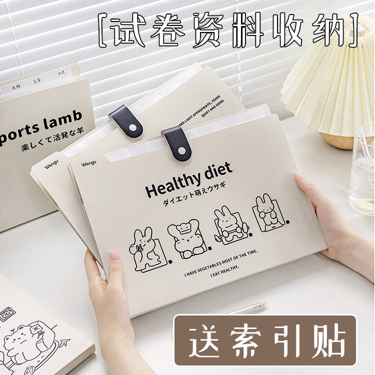 학생 시험지 수납 폴더 용지 분류 대용량 다층 아코디언 가방 폴더 A4 폴더 중학생 여성