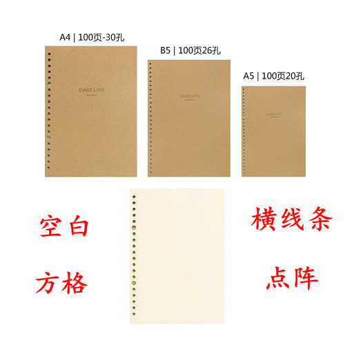 道林a4替芯纸100张活页笔记本
