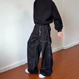 现货美式宽松大口袋牛仔裤男女8219P52，男装牛仔裤，星座517-5