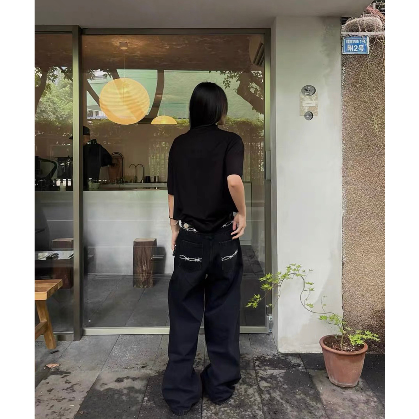 现货男女微喇刺绣牛仔裤86079P48,男装牛仔裤,星座517-5