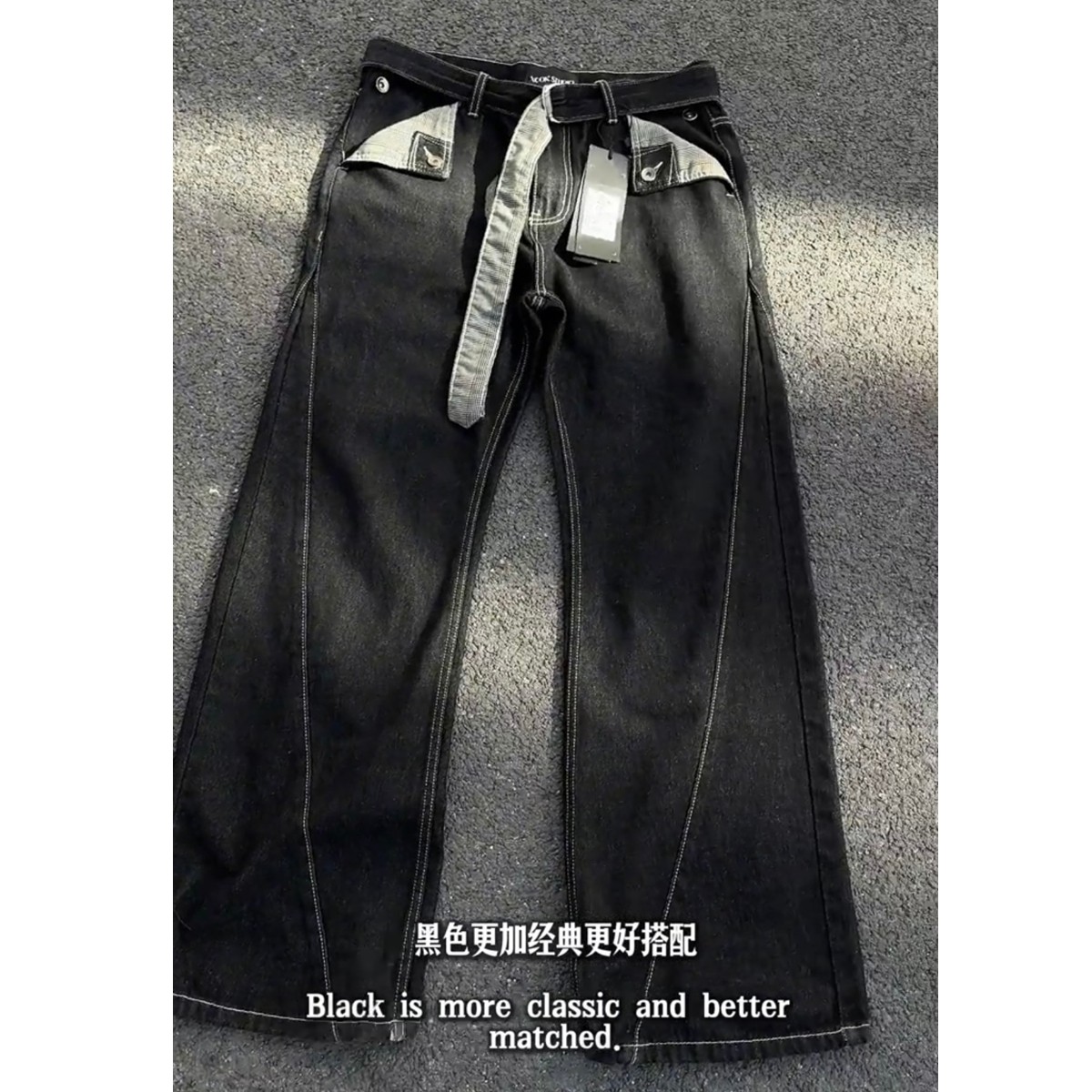 现货美式男女千鸟哥牛仔裤8830p55，男装牛仔裤，星座517-5