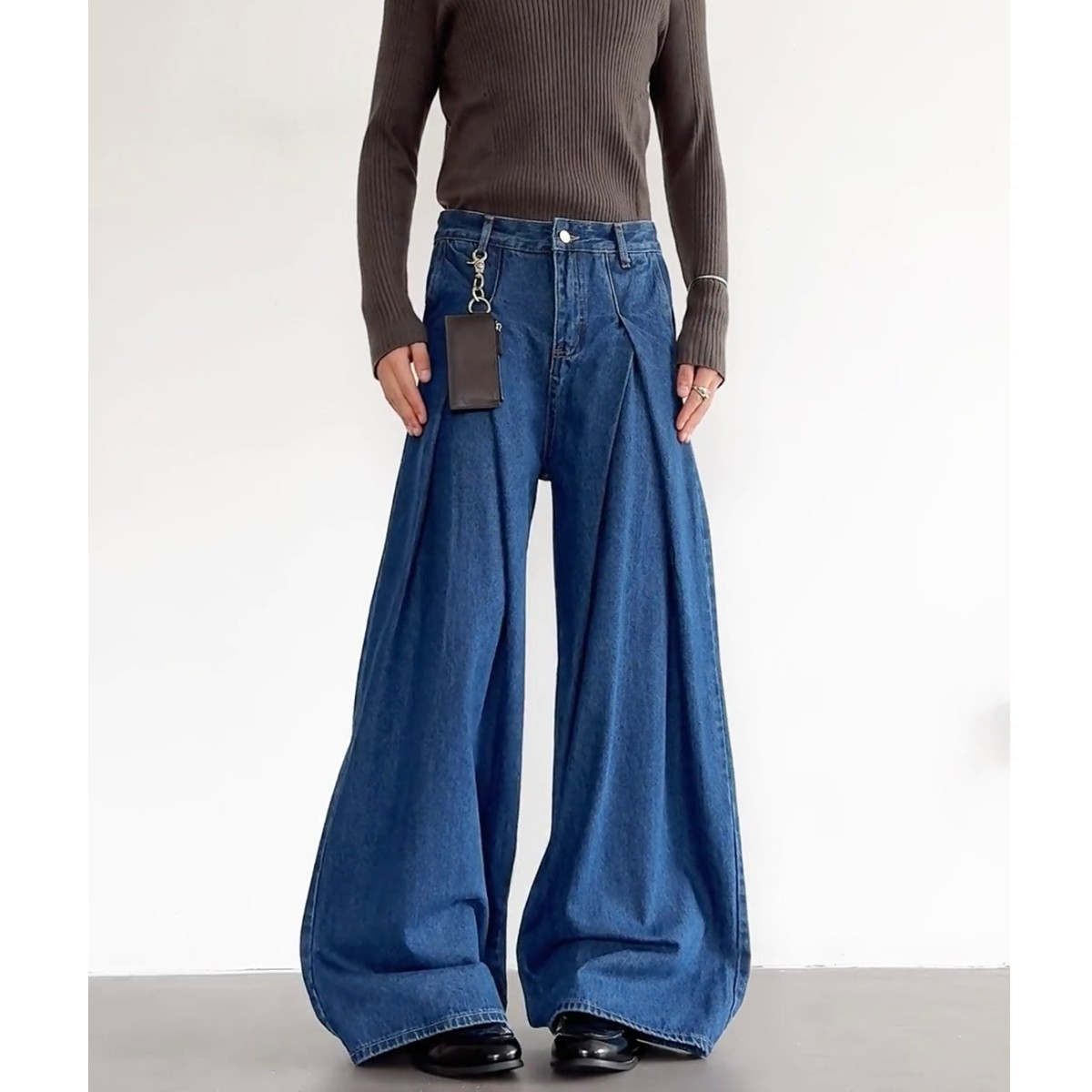 现货春季男女宽松老钱牛仔裤8040p45，男装牛仔裤，星座517-5