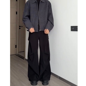 现货 春季男女宽松褶皱西裤6001p45图片