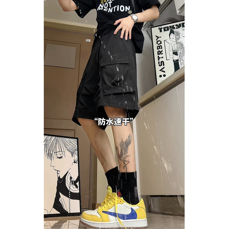 现货夏季宽松5分工装机能短裤DK09P38,男装牛仔裤,星座517-5