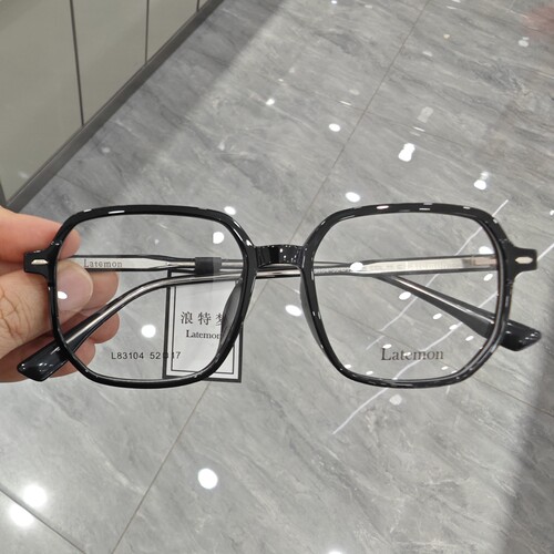 Latemon浪特梦新款眼镜框男女素颜显瘦方框超轻近视眼镜架L83104