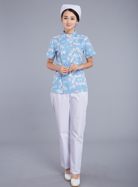 南丁格尔夏装短袖分体套装ICU室护士服 浅蓝、白色牙科口腔医院服
