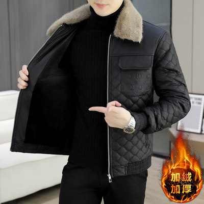 羊羔毛皮衣外套男款2025新款冬加厚绒2025新款冬装皮夹克毛领