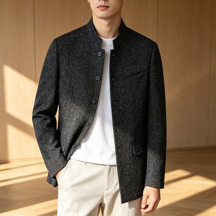 新中式男式休闲西装外套男士中山装西服上衣单西2026新款春秋冬