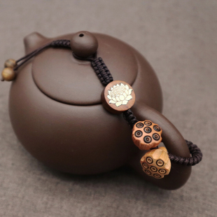 桃木莲蓬石瓢茶壶绳子防掉落茶壶绳子高档茶壶绳紫砂壶茶壶盖绳子