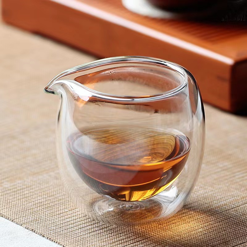 新款双层玻璃隔热公道杯小号茶水保温公杯分茶器透明茶杯