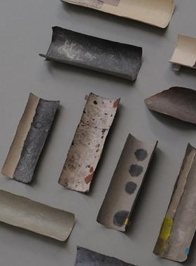 四时season | tete 和纸 茶则 植物染 柿染 茶席 第三组