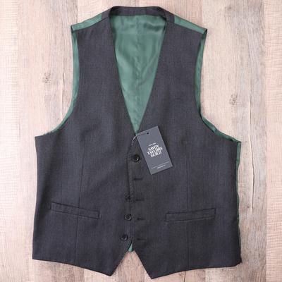 104cm羊毛绅士灰色单排扣常规男西装V领马甲春季商务休闲时尚英伦