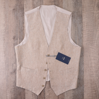 100%进口亚麻英伦时尚马甲